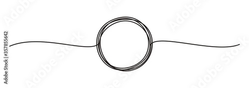 Tangled banner with scribbled circle hand drawn with thin line