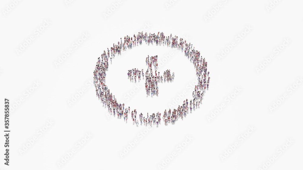 3d rendering of crowd of people in shape of symbol of round on white background isolated 3d rendering of crowd of people in shape of symbol of round on white background isolated