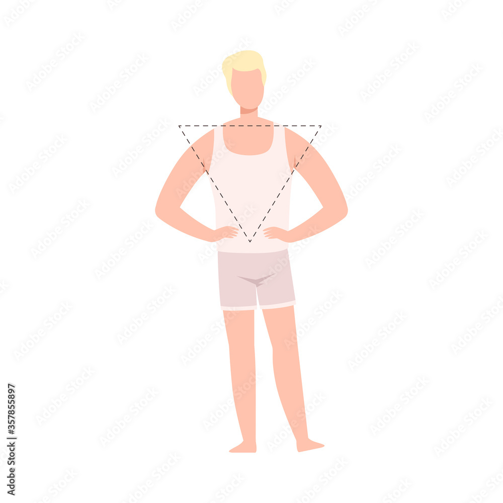 Faceless Man in White Tank Top and Underpants, Male Body Inverted Triangle Shape Flat Style Vector Illustration Faceless Man in White Tank Top and Underpants, Male Body Inverted Triangle Shape Flat Style Vector Illustration