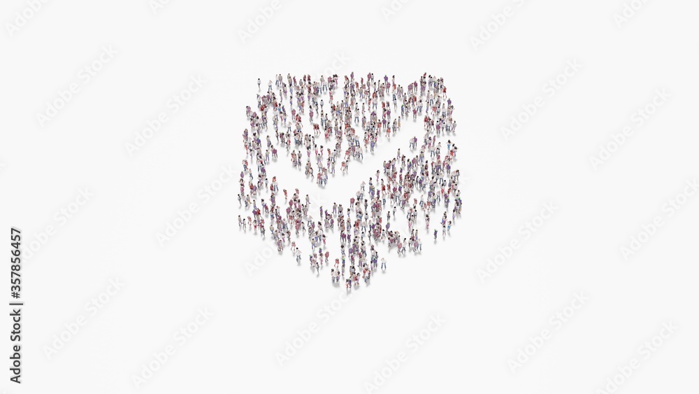 3d rendering of crowd of people in shape of symbol of signal on white background isolated 3d rendering of crowd of people in shape of symbol of signal on white background isolated