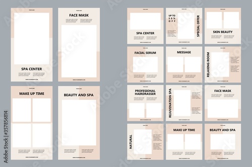 Health and beauty care social media post and story for spa template