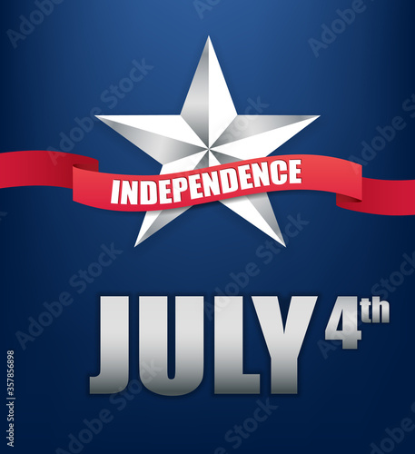 4th of July with USA star, Independence Day Banner Vector illustration.