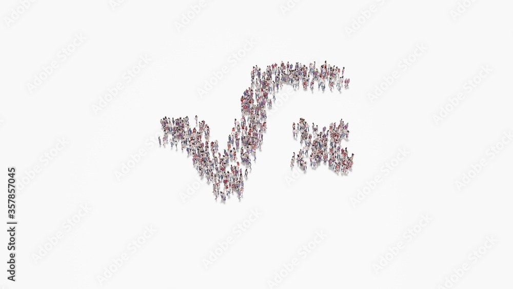3d rendering of crowd of people in shape of symbol of square root on white background isolated 3d rendering of crowd of people in shape of symbol of square root on white background isolated