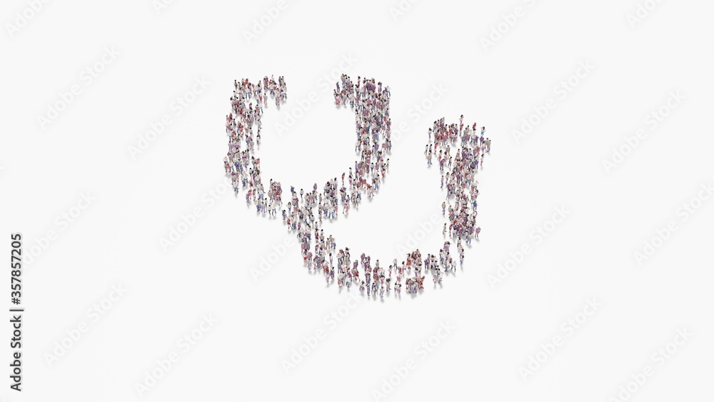 3d rendering of crowd of people in shape of symbol of stethoscope on white background isolated 3d rendering of crowd of people in shape of symbol of stethoscope on white background isolated