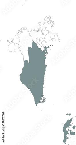 Grey Location Map of Bahraini Southern Governorate within White Map of Bahrain