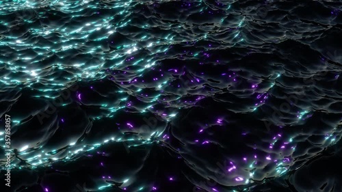 Mysterious Alien Ocean With Bioluminescent Lifeforms Looping Video Background