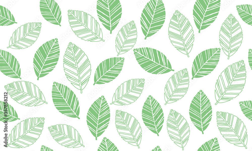 Obraz premium Leaves. Silhouettes and contours. Gentle light colors. Seamless vector illustration for wallpaper, fabric, packaging, textile.