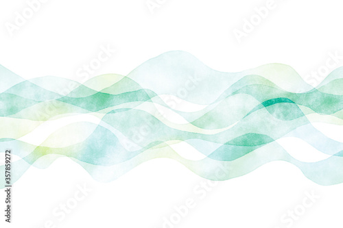 抽象的なウェーブ　水彩　背景　緑