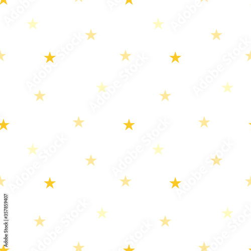 Abstract white background with golden stars. Gift wrapping  printing  fabric. Vector illustration
