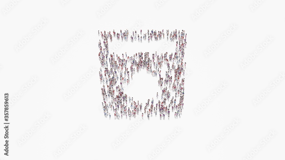3d rendering of crowd of people in shape of symbol of water on white background isolated 3d rendering of crowd of people in shape of symbol of water on white background isolated