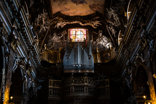 Magnificent organ in a majestic church in Rome