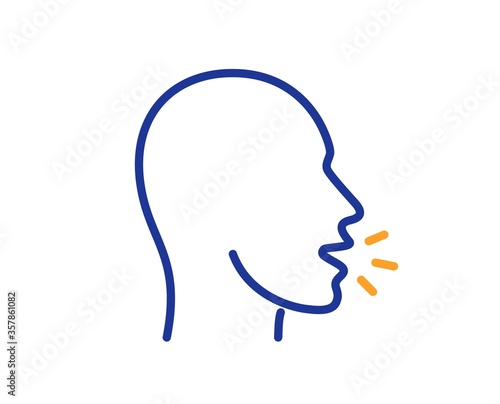 Cough line icon. Coronavirus symptom sign. Flu, sneeze or pneumonie symbol. Colorful thin line outline concept. Linear style cough icon. Editable stroke. Vector
