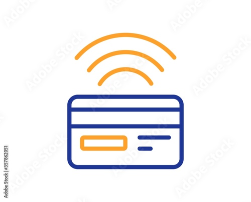 Contactless payment line icon. Credit card sign. Cashless purchases symbol. Colorful thin line outline concept. Linear style contactless payment icon. Editable stroke. Vector