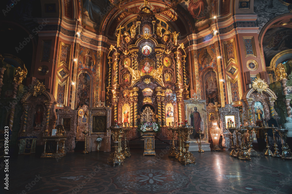 Beautiful Interior of Kazan Church The Cathedral of the Kazan Icon of the Mother of God in irkutsk city, Russia