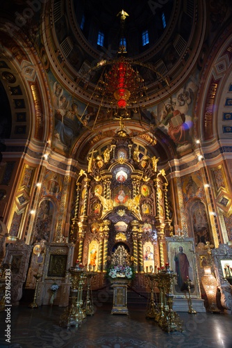 Beautiful Interior of Kazan Church The Cathedral of the Kazan Icon of the Mother of God in irkutsk city, Russia