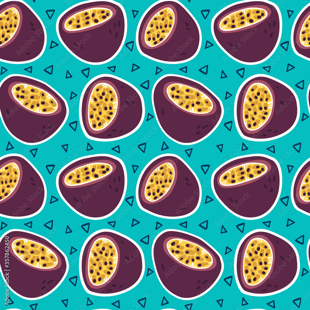 Passion fruit hand drawn seamless pattern. Ideal for background, wallpaper, textile, backdrop, wrapping paper. Pattern design. Passion fruit hand drawn seamless pattern. Ideal for background, wallpaper, textile, backdrop, wrapping paper. Pattern design.