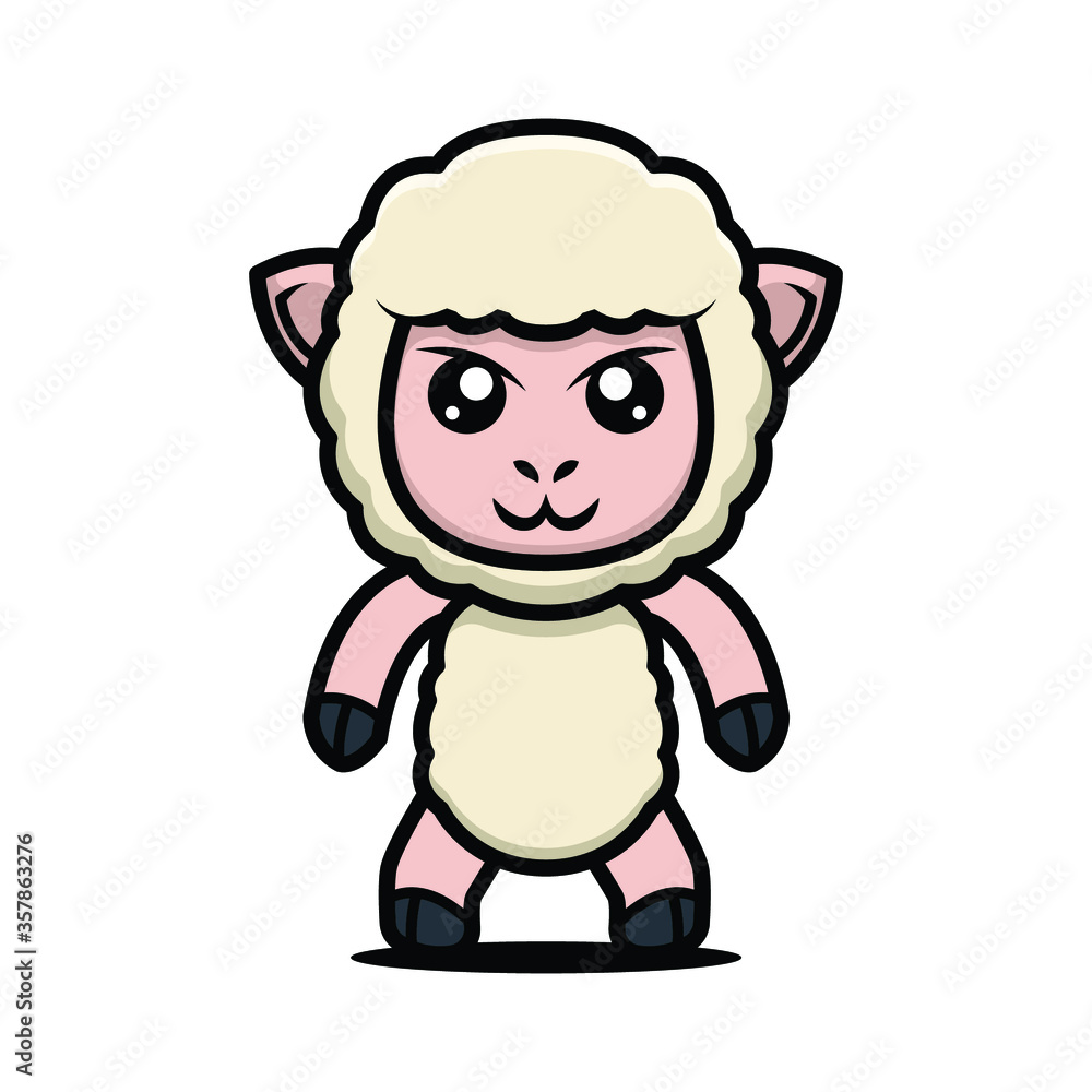 Sheep goat cute mascot design illustration vector template