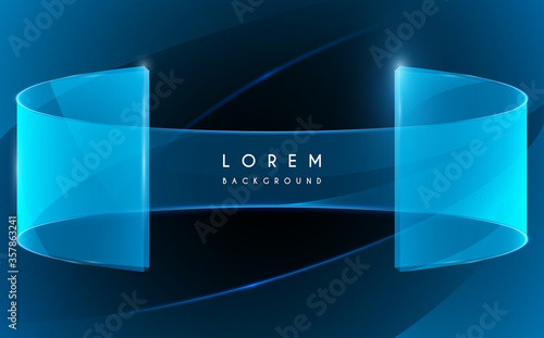 Abstract blue glass background with glow effect