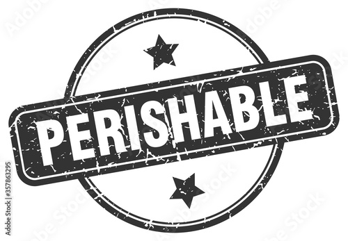 perishable grunge stamp. perishable round vintage stamp