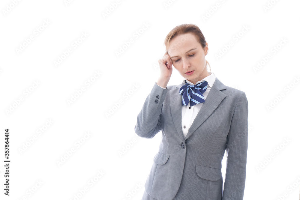 悩む制服を着た留学生