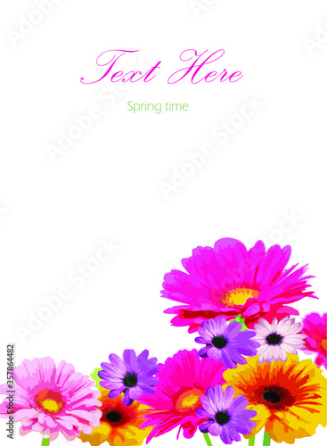 Spring flowering images. Visual delight. Brightly colored flowers used in web design. Spring message. Colorful spring background with beautiful flowers. Vector illustration. Postcard