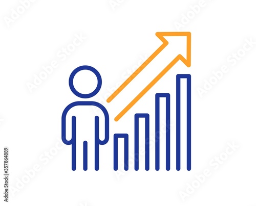 Employee result line icon. Business growth statistics sign. Human resource symbol. Colorful thin line outline concept. Linear style employee result icon. Editable stroke. Vector