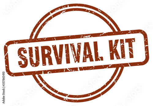 survival kit grunge stamp. survival kit round vintage stamp