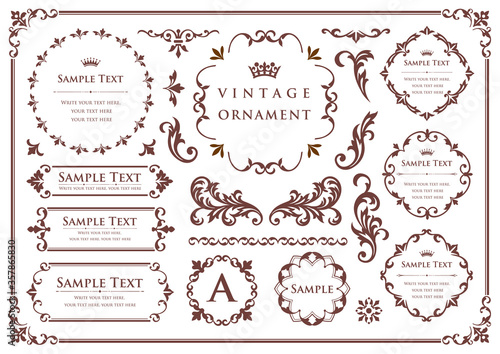 Vintage ornament set. decorative borders and frames.