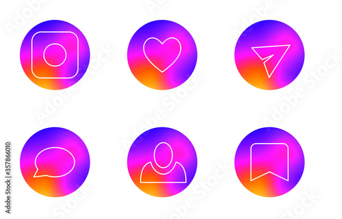 Different buttons used on social networks.