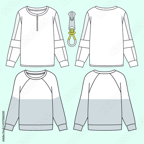 Ilustracion de set de sudaderas o siluetas totalmente editables en distintas variantes para moda