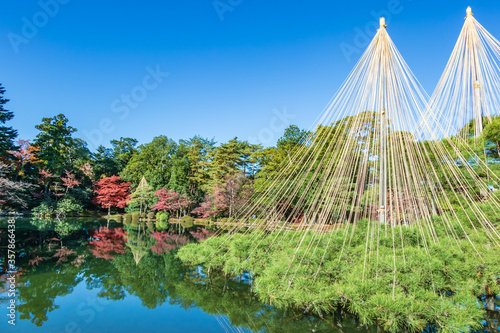 Photography Kenrokuen Garden of  autumn maple season in Ishikawa Prefecture, Japan