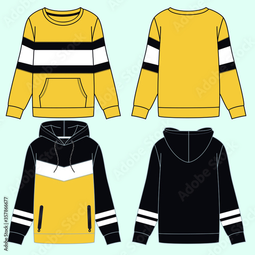 Ilustracion de siluetas de sudaderas con direferentes variantes para moda ya sea invierno o verano
