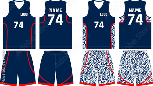 Basketball uniform Custom Design mock ups templates design for basketball club t-shirt mockup for basketball jersey. Front view, back view and side view basketball shirt and shorts Vector