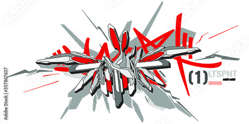 Abstract Word Slam Graffiti Style Font Lettering Vector Illustration
