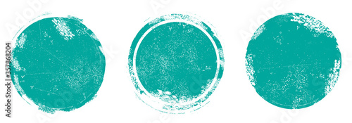 Circle grunge stamp set. Round vector isolated on white background. Turquoise stamp vector. Collection for grunge badge,seal,ink and stamp design template. Round grunge hand drawn circle shape, vector