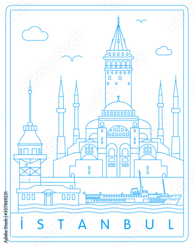 Istanbul vector illustration and typography design, Anatolia, Turkey