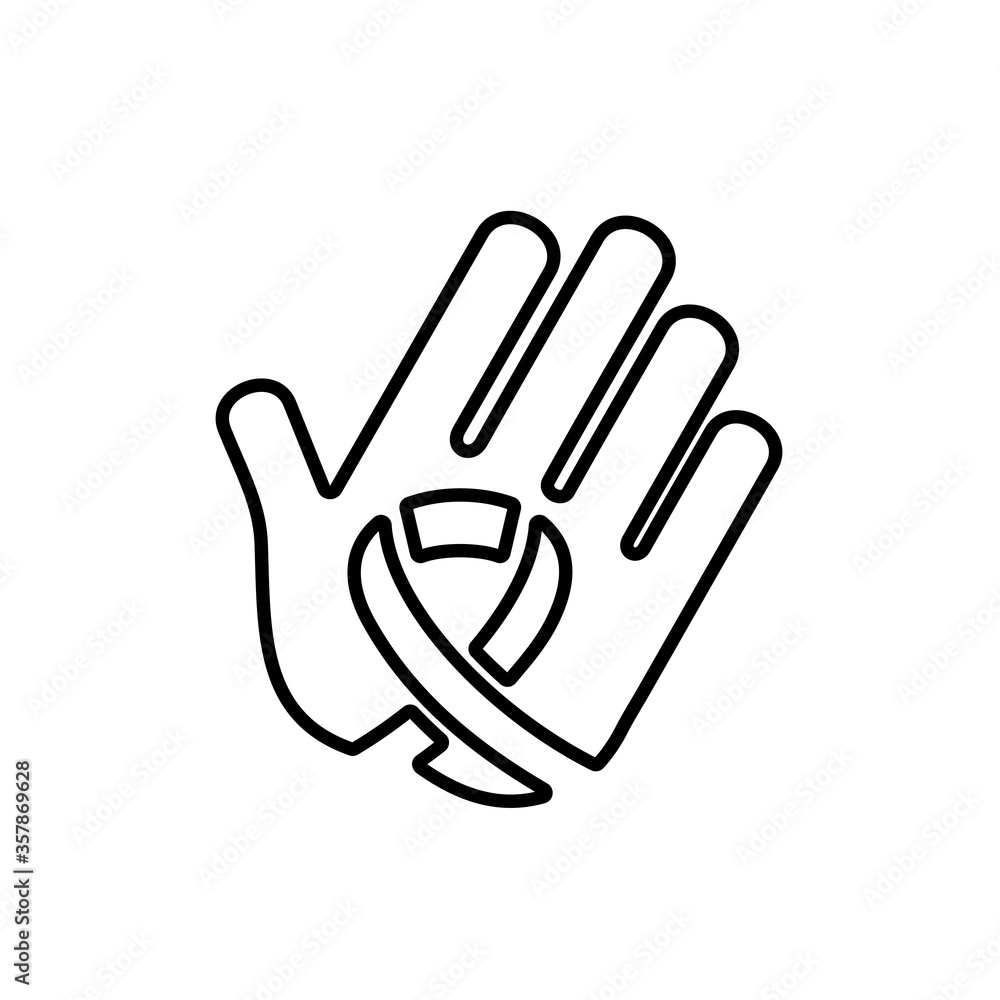 Obraz premium Awareness ribbon on hand line icon. Charity, support symbol.