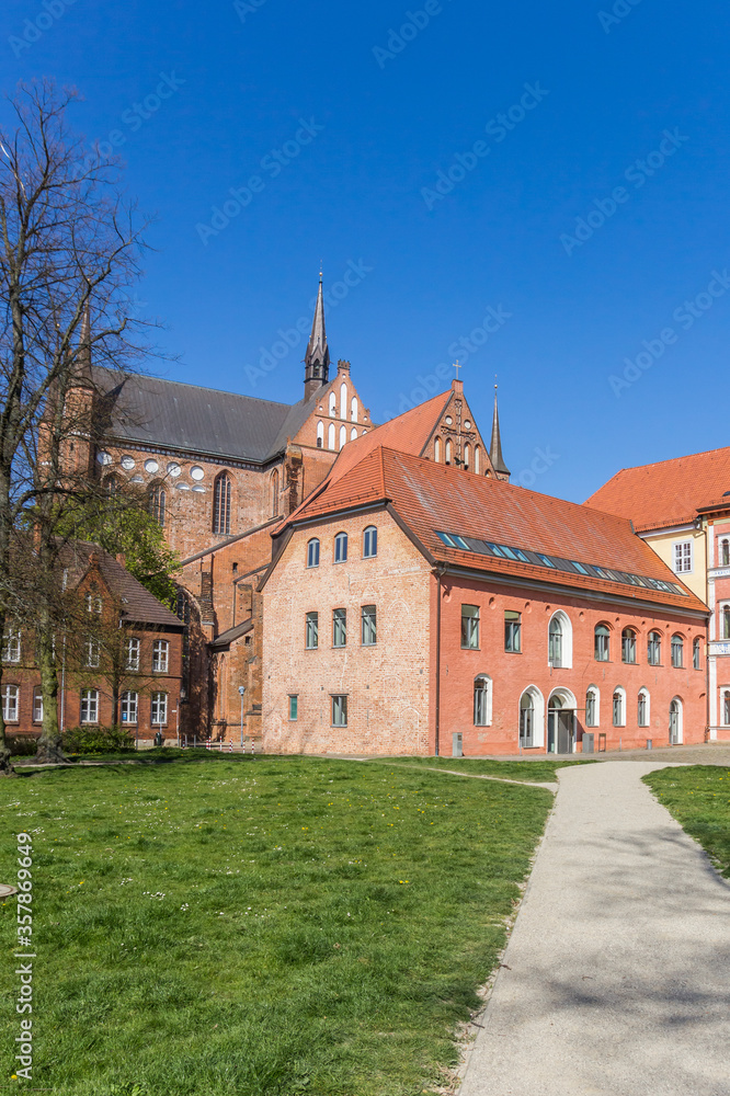 Colorful buildings of the Furstenhof palace in Wismar, Germany