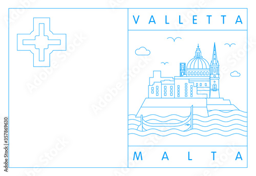 Valletta and Malta flag vector illustration and typography design, Malta 