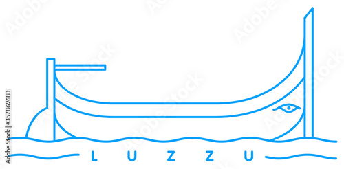 Luzzu, traditional fisherman boat vector illustration and typography design, Malta photo