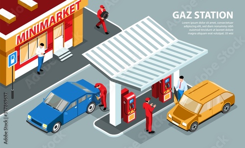 Gas Station Horizontal Illustration