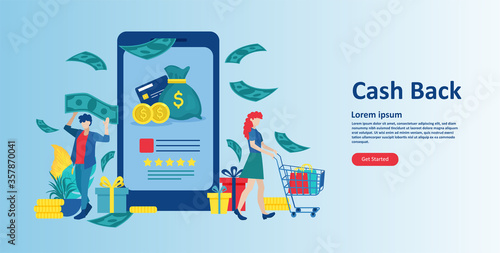 Vector of customers getting rewards and gifts from online shopping