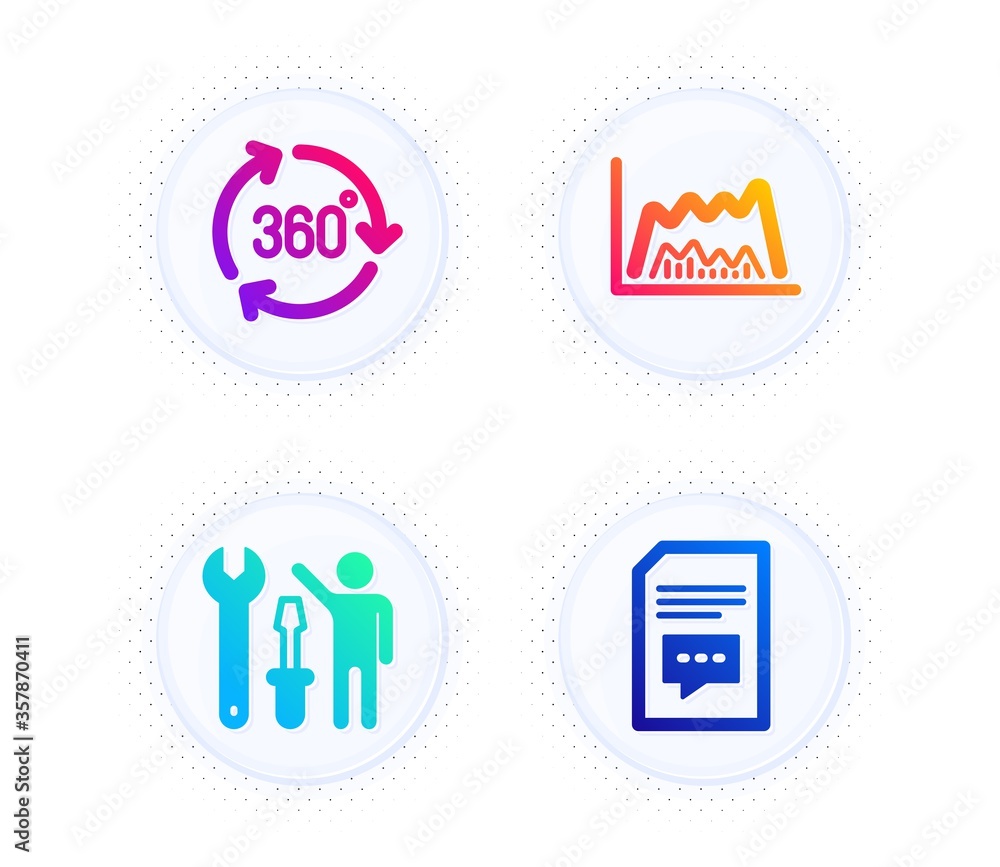 custom made wallpaper toronto digitalRepairman, 360 degree and Trade chart icons simple set. Button with halftone dots. Comments sign. Repair screwdriver, Virtual reality, Market data. Document with speech bubble. Business set. Vector