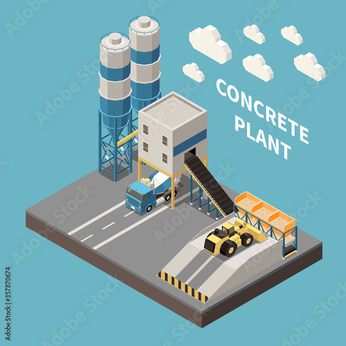 Concrete Cement Production Isometric Composition