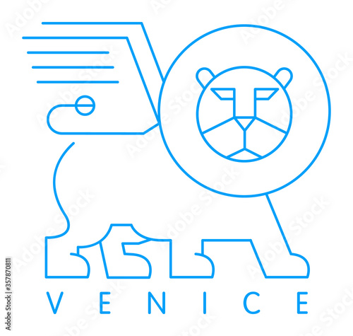 Lion of Saint Marks vector illustration and typography design, Venice, italy