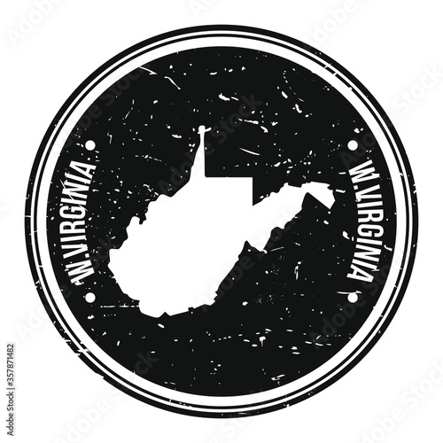 West Virginia Map Symbol Round Design Stamp Travel and Business