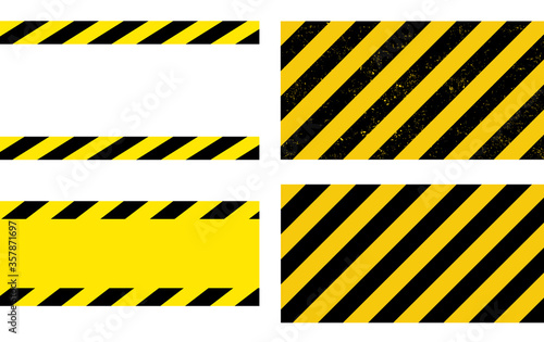 Black and yellow line striped background. Caution tape