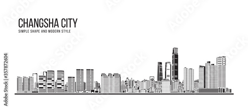 Cityscape Building Abstract Simple shape and modern style art Vector design -  Changsha city