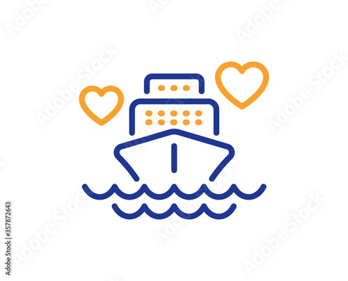 Honeymoon travel line icon. Love trip sign. Valentines day cruise symbol. Colorful thin line outline concept. Linear style honeymoon cruise icon. Editable stroke. Vector