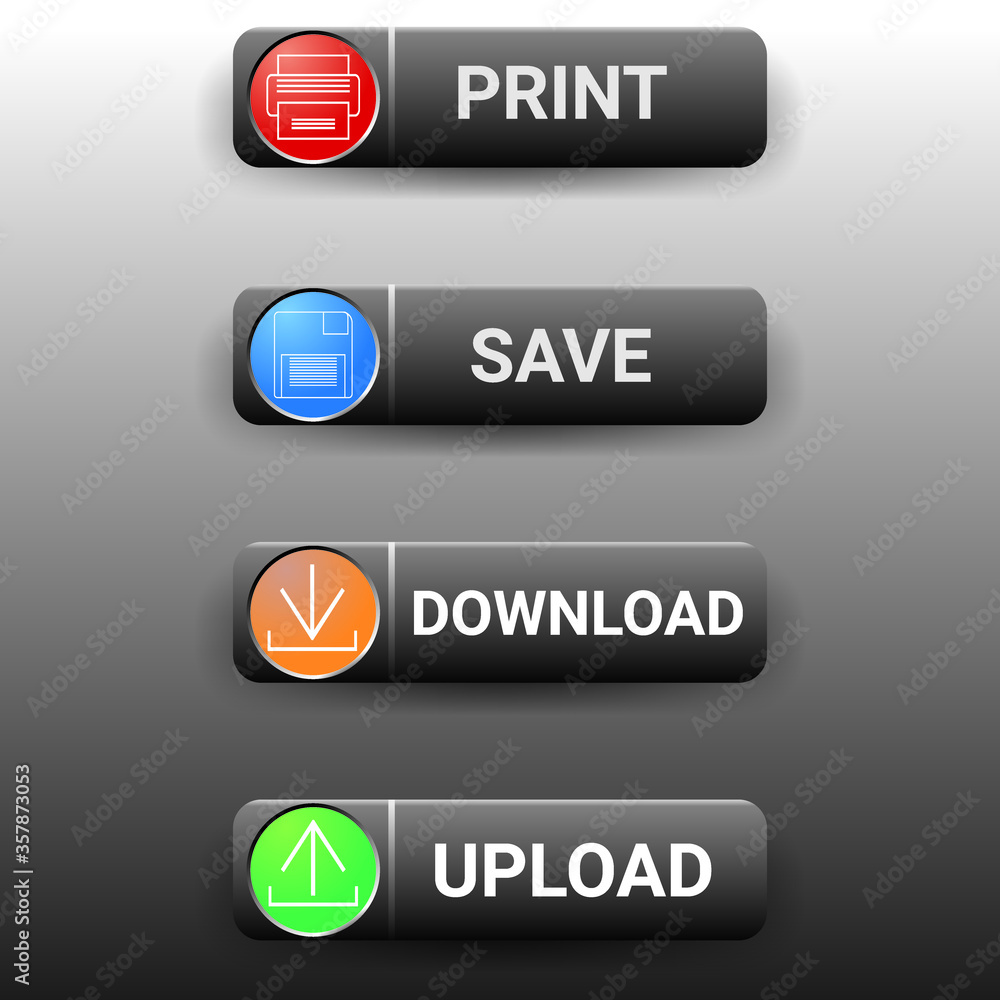 Set of icons, button, red glossy with shadow Set of icons, button, red glossy with shadow